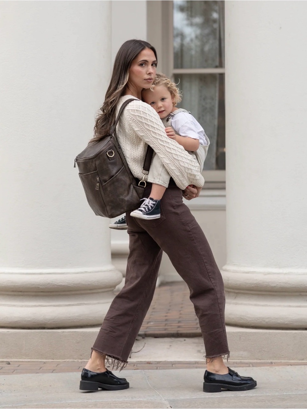 Azaria Vintage Brown Leather Diaper Backpack - Picture 2 of 6